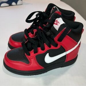 Nike Dunk High Black University Red Kids Size 10.5C Sneaker
